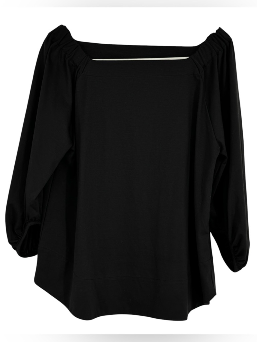 Buki Large Black Polyester/Supima Cotton Square Neck or Off Shoulder Top Blouse